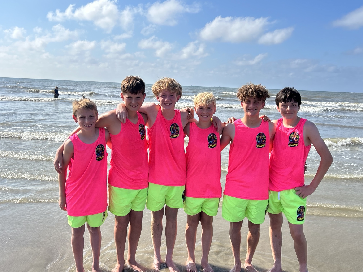 Team shirts worn at the beach