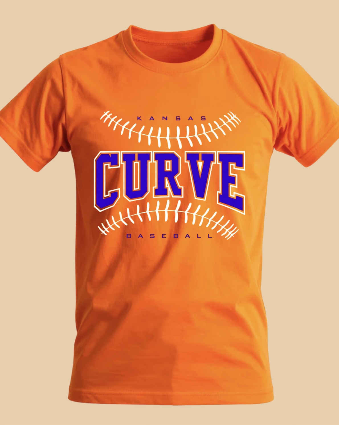 Kansas Curve baseball orange shirt